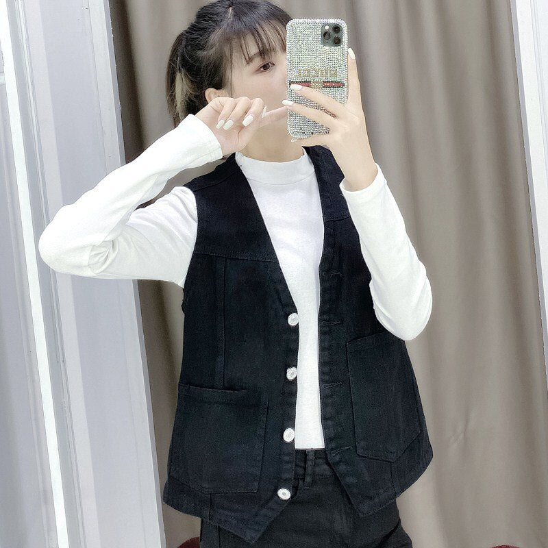 Women Vest Spring Summer Sleeveless Big Size Womens Jeans Denim Vest Tops For Woman Clothing Female Jacket Coat Denim Jacket