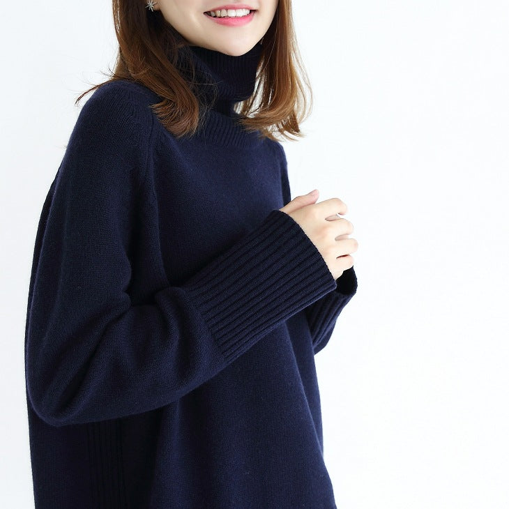 Womens High Neck Lazy Loose Slim Pullover Sweater