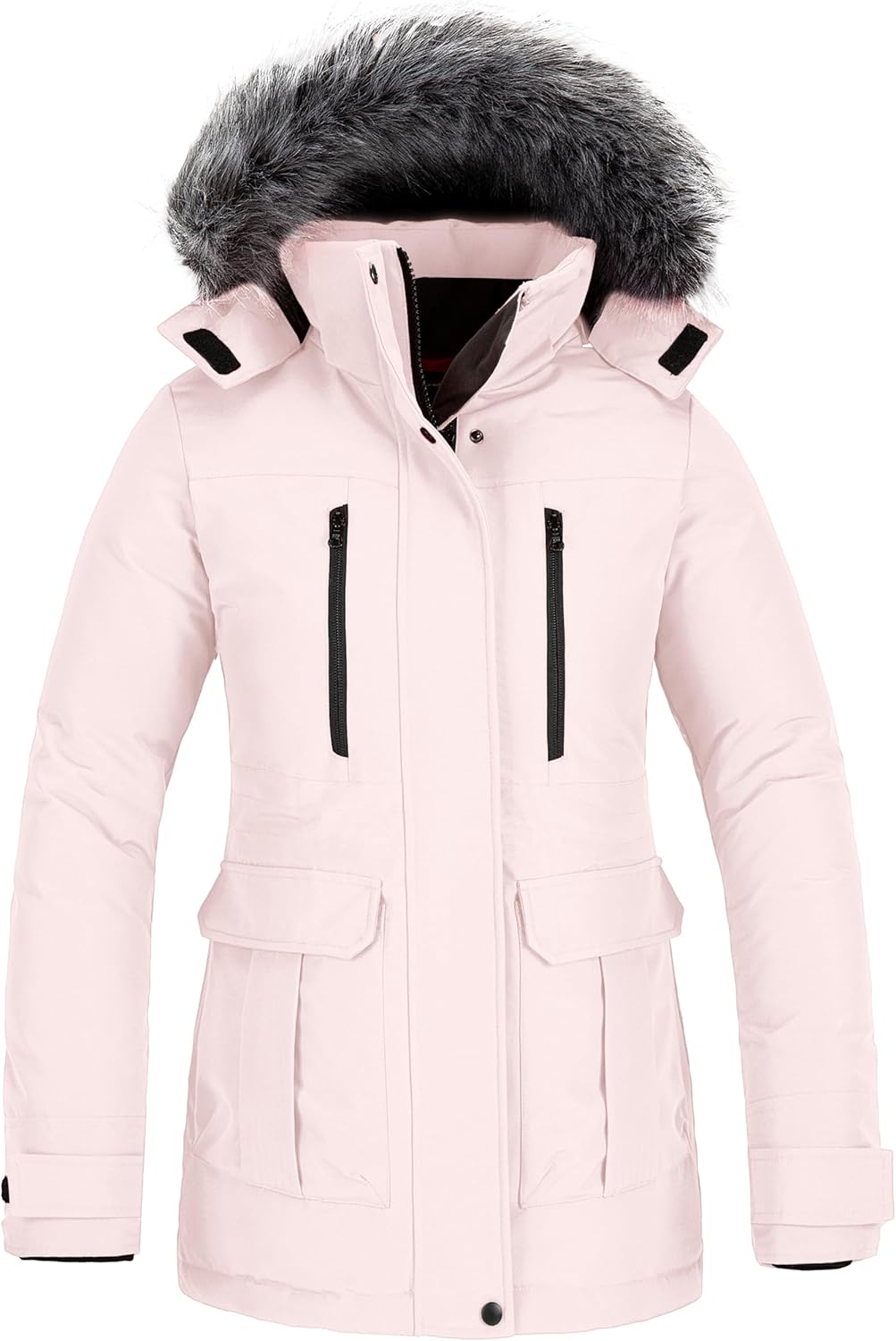 Womens Warm Winter Coat Thicken Padded Puffer Jacket Snow Parka With Removable Hood