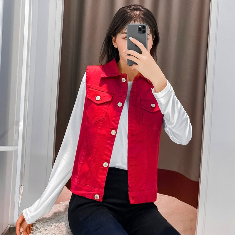 Women Vest Spring Summer Sleeveless Big Size Womens Jeans Denim Vest Tops For Woman Clothing Female Jacket Coat Denim Jacket