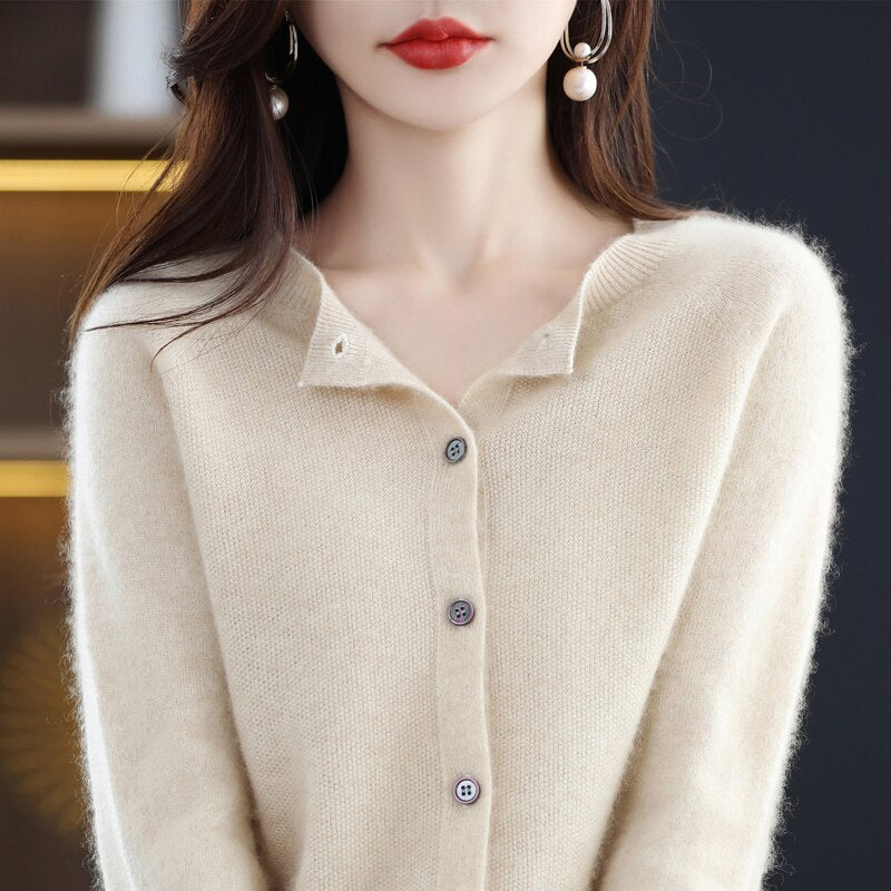 Cardigans Knitwears Sweaters For Women Clothing 100% Merino Wool Spring Knitted Cashmere Coat Autumn Fashion Jackets Luxury Tops