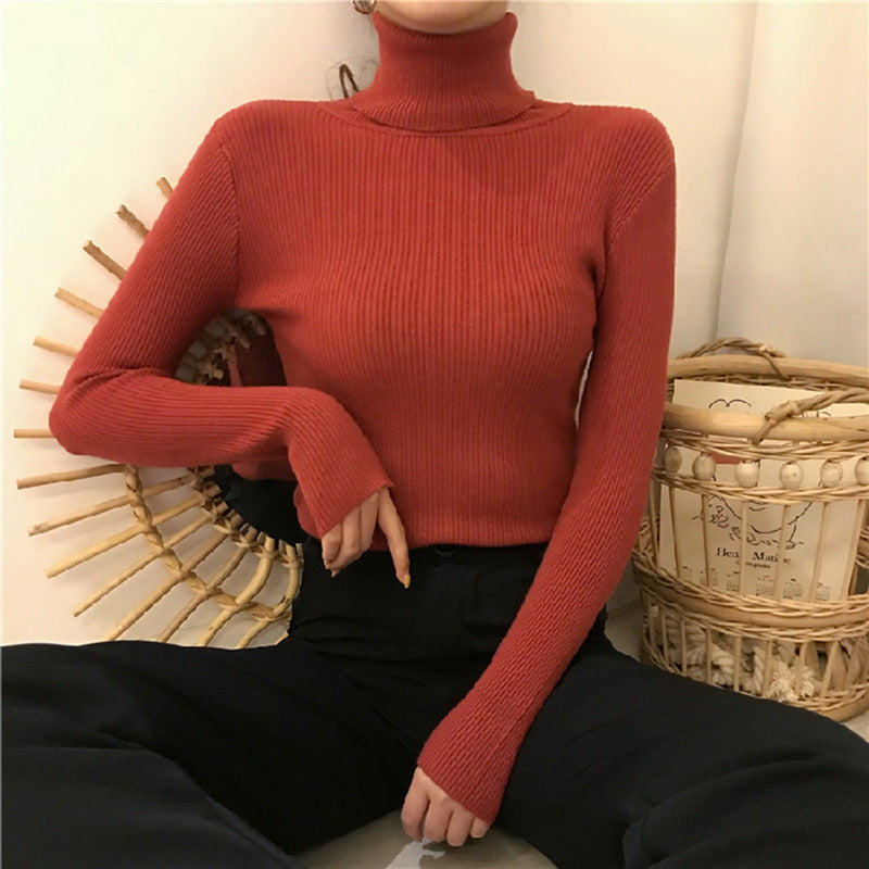 New Winter Sweater Womens Long Sleeve Top Autumn Pullover Fashion Woman Jumpers Korean Style Comfortable Turtleneck Knitwear