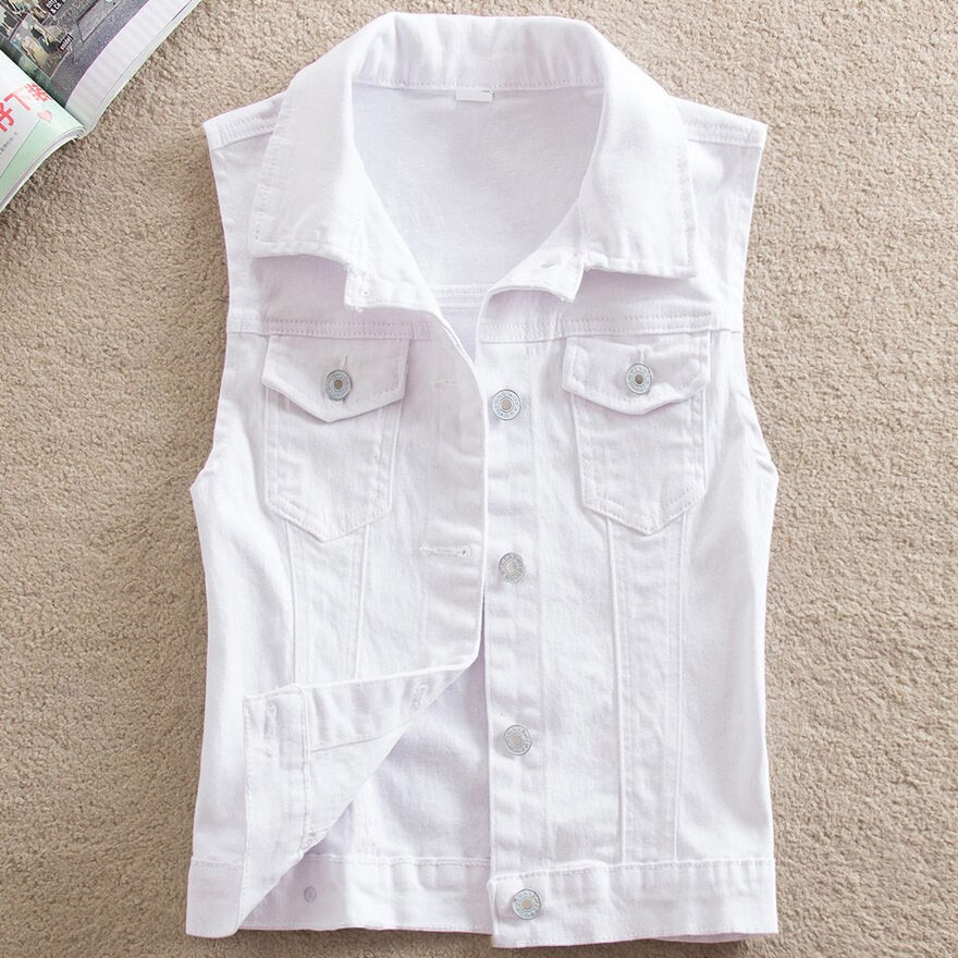 Women Vest Spring Summer Sleeveless Big Size Womens Jeans Denim Vest Tops For Woman Clothing Female Jacket Coat Denim Jacket