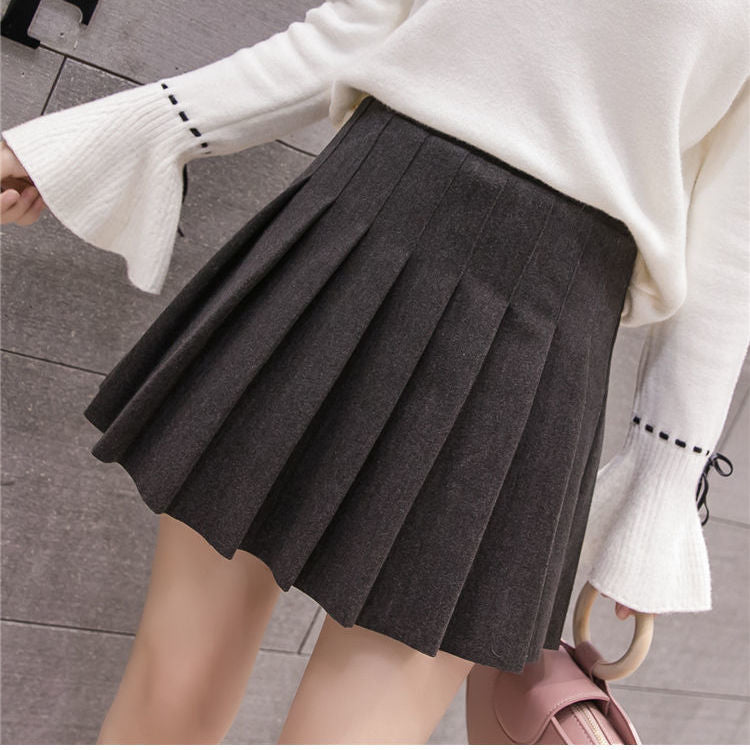 Y2k Korean Fashion Wool Plaid Skirt Harajuku All-match A-line High Waist School Pleated Skirt Preppy Sweet Kawaii Mini Skirts