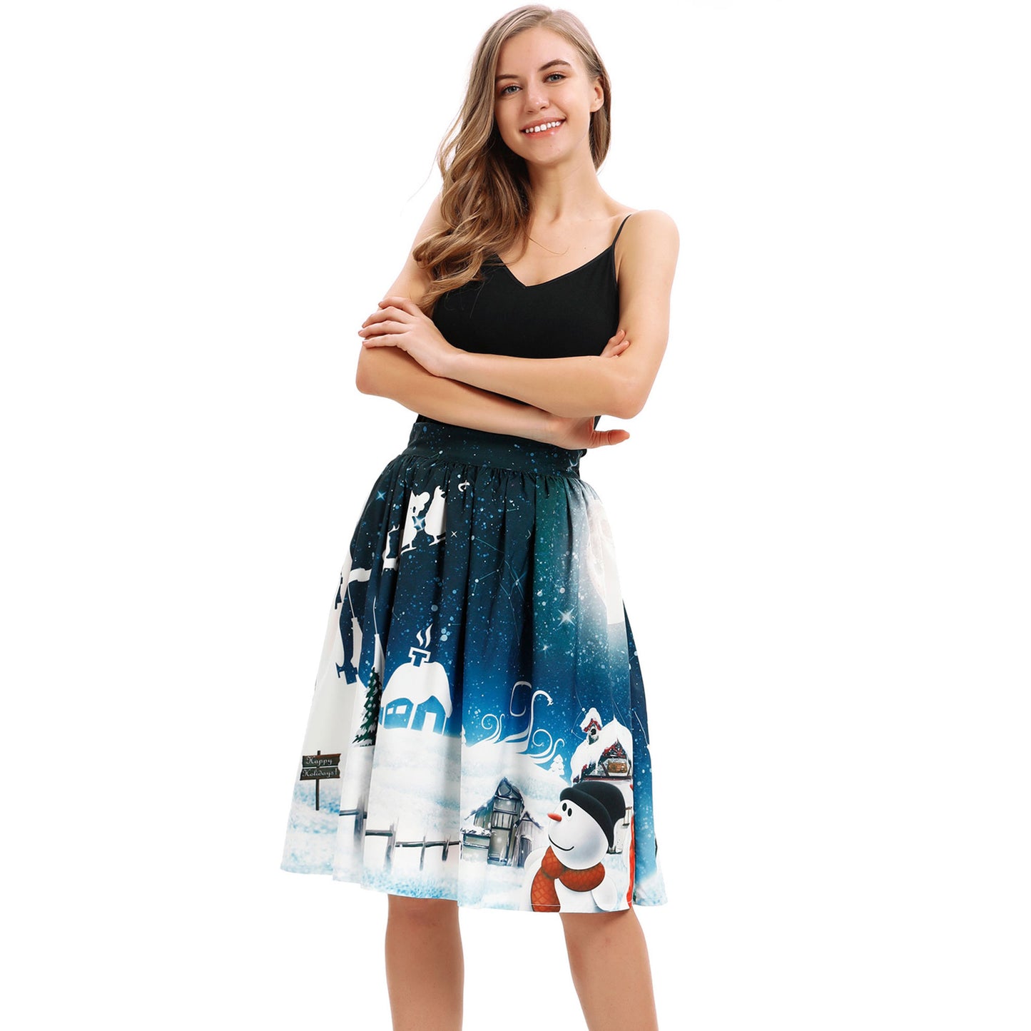 Christmas Deer Digital Print Womens Tutu Skirt