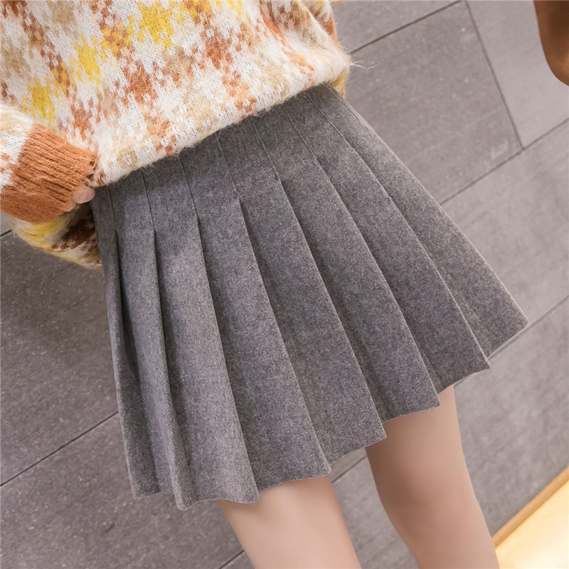 Y2k Korean Fashion Wool Plaid Skirt Harajuku All-match A-line High Waist School Pleated Skirt Preppy Sweet Kawaii Mini Skirts