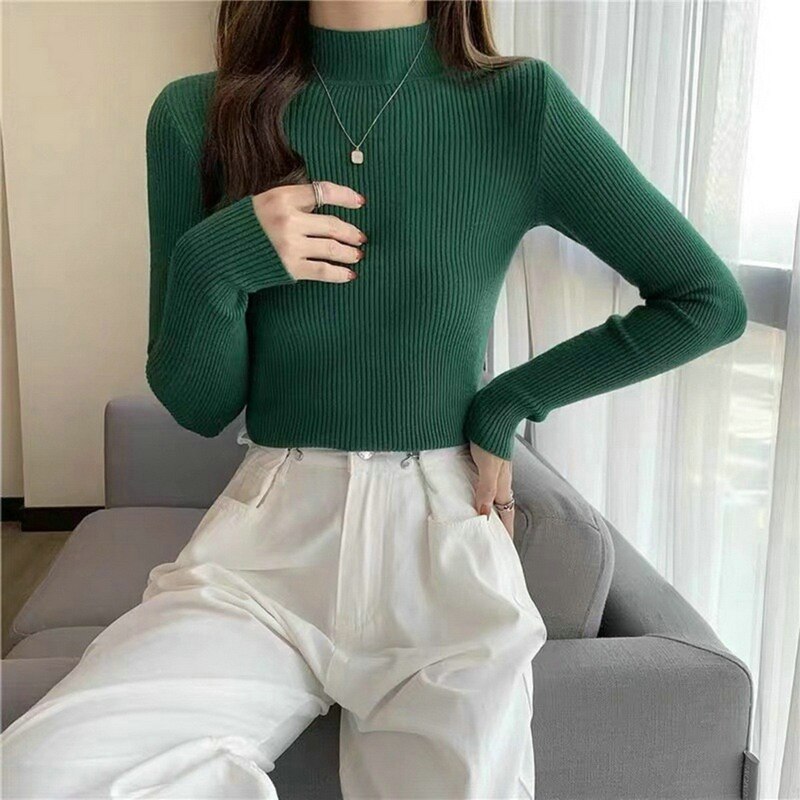 New Winter Sweater Womens Long Sleeve Top Autumn Pullover Fashion Woman Jumpers Korean Style Comfortable Turtleneck Knitwear