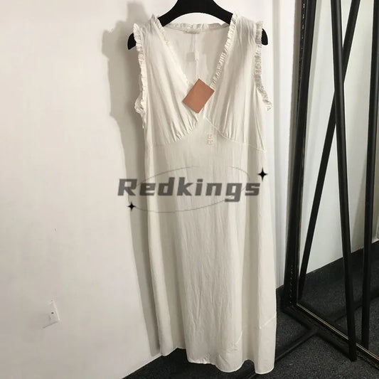 Neck Long Skirts Summer Sleeveless Vest Dress Fashion Letters Jacquard Skirt Luxury Charm Female Dress Clothing