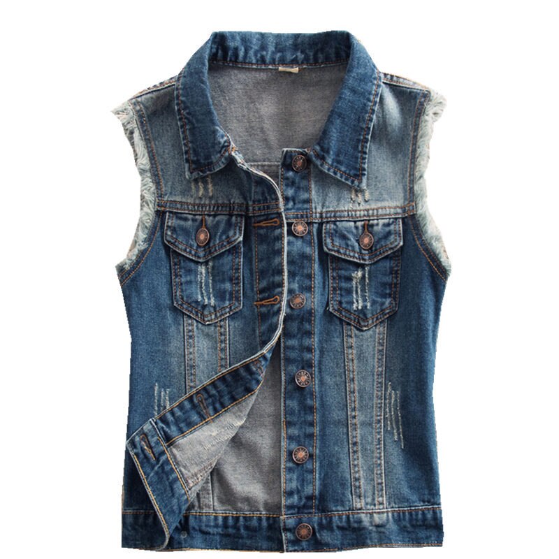 Women Vest Spring Summer Sleeveless Big Size Womens Jeans Denim Vest Tops For Woman Clothing Female Jacket Coat Denim Jacket