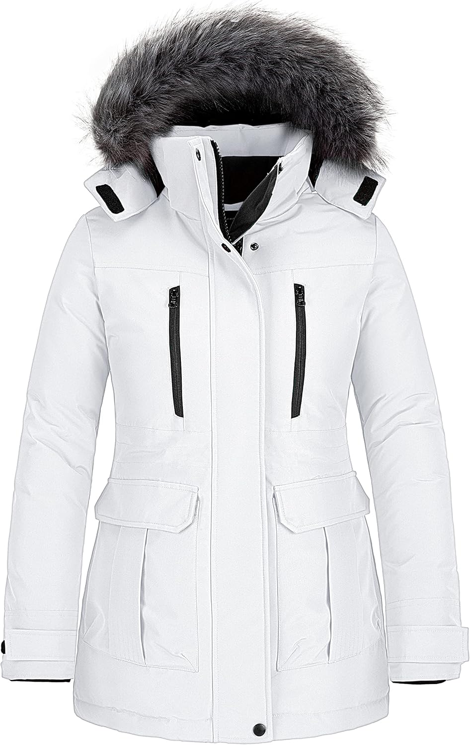 Womens Warm Winter Coat Thicken Padded Puffer Jacket Snow Parka With Removable Hood