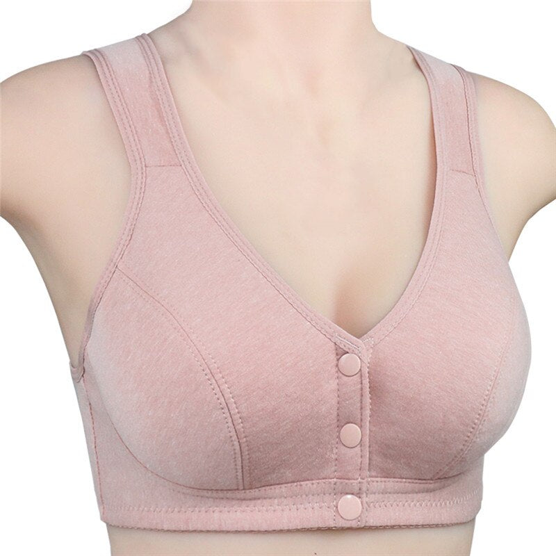 Women Comfortable Bra Gift For Mom Fashionable Soft Bralette Underwear Stretch Pink Nude Color Vest Brassiere