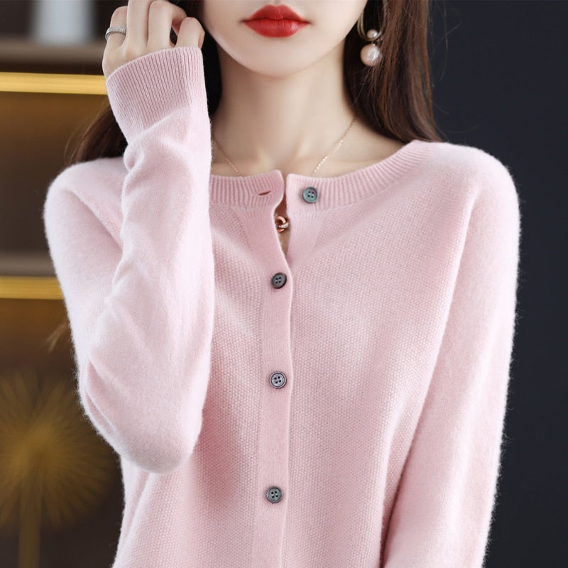 Cardigans Knitwears Sweaters For Women Clothing 100% Merino Wool Spring Knitted Cashmere Coat Autumn Fashion Jackets Luxury Tops