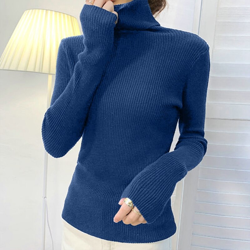 New Winter Sweater Womens Long Sleeve Top Autumn Pullover Fashion Woman Jumpers Korean Style Comfortable Turtleneck Knitwear