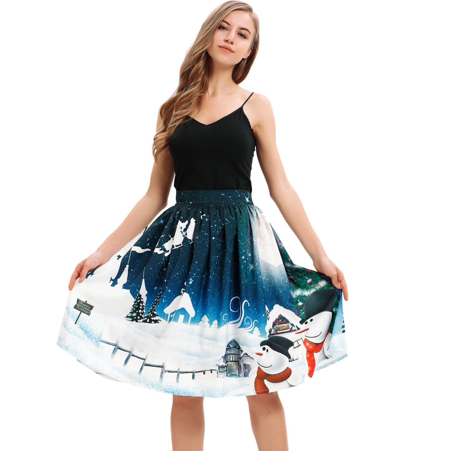 Christmas Deer Digital Print Womens Tutu Skirt