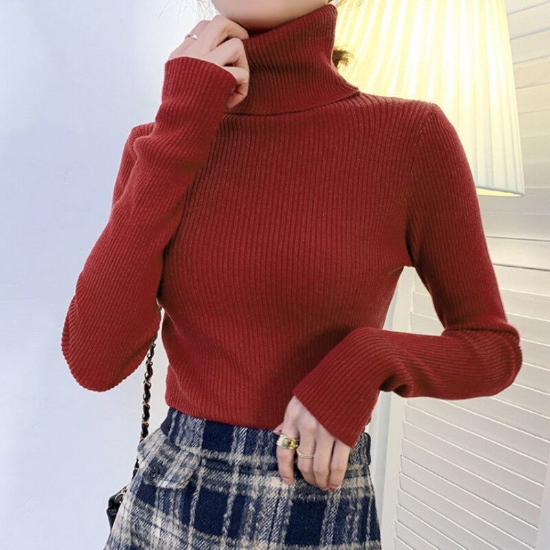 New Winter Sweater Womens Long Sleeve Top Autumn Pullover Fashion Woman Jumpers Korean Style Comfortable Turtleneck Knitwear