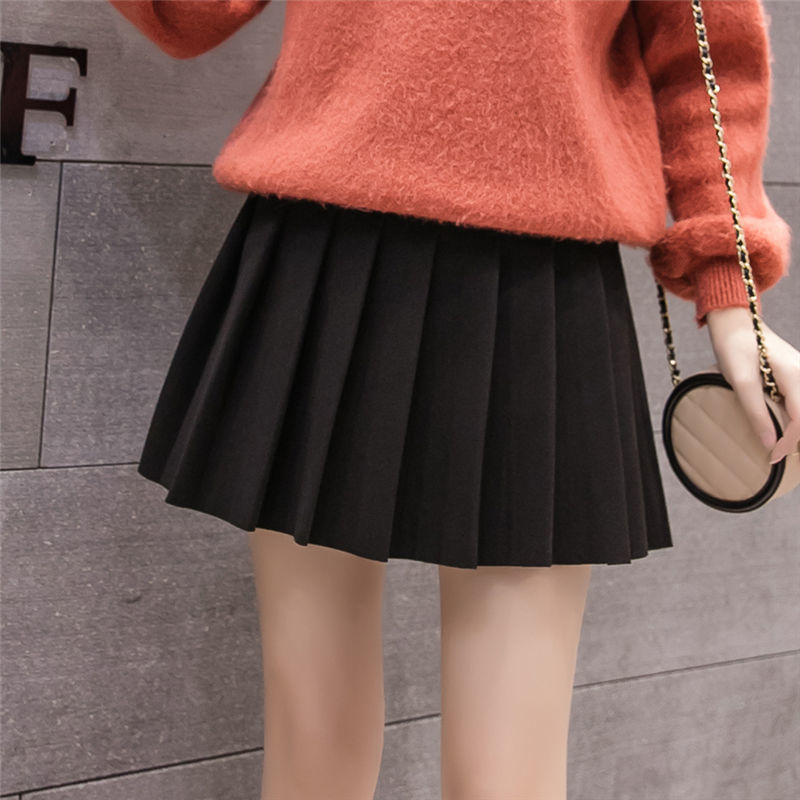 Y2k Korean Fashion Wool Plaid Skirt Harajuku All-match A-line High Waist School Pleated Skirt Preppy Sweet Kawaii Mini Skirts