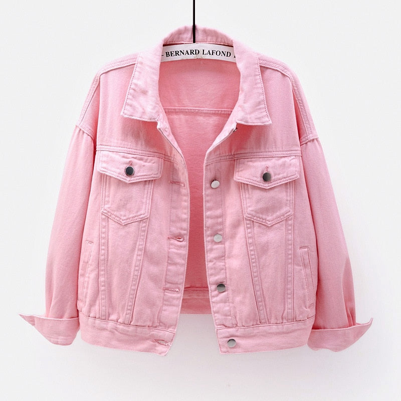 Ani Kang |fashion Short Womens Denim Jacket Spring And Autumn Womens Casual Jacket Purple White Pink Yellow Red Black Denim Jacket Women