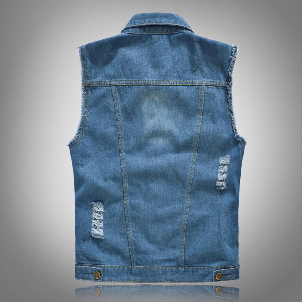 Ezra Sportmens New Fashion Denim Vest Casual Cowboy Jacket In Shoulder Blouse