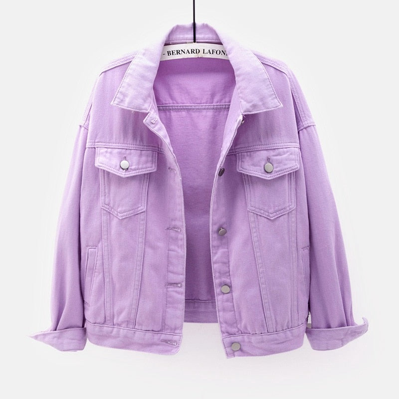 Ani Kang |fashion Short Womens Denim Jacket Spring And Autumn Womens Casual Jacket Purple White Pink Yellow Red Black Denim Jacket Women