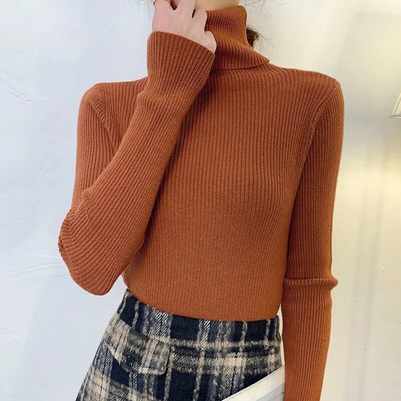 New Winter Sweater Womens Long Sleeve Top Autumn Pullover Fashion Woman Jumpers Korean Style Comfortable Turtleneck Knitwear