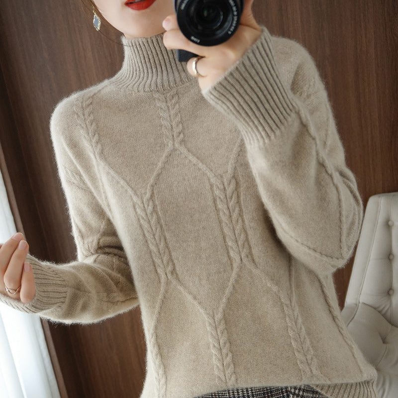 Womens Thickened Turtleneck Wool Bottoming Sweater