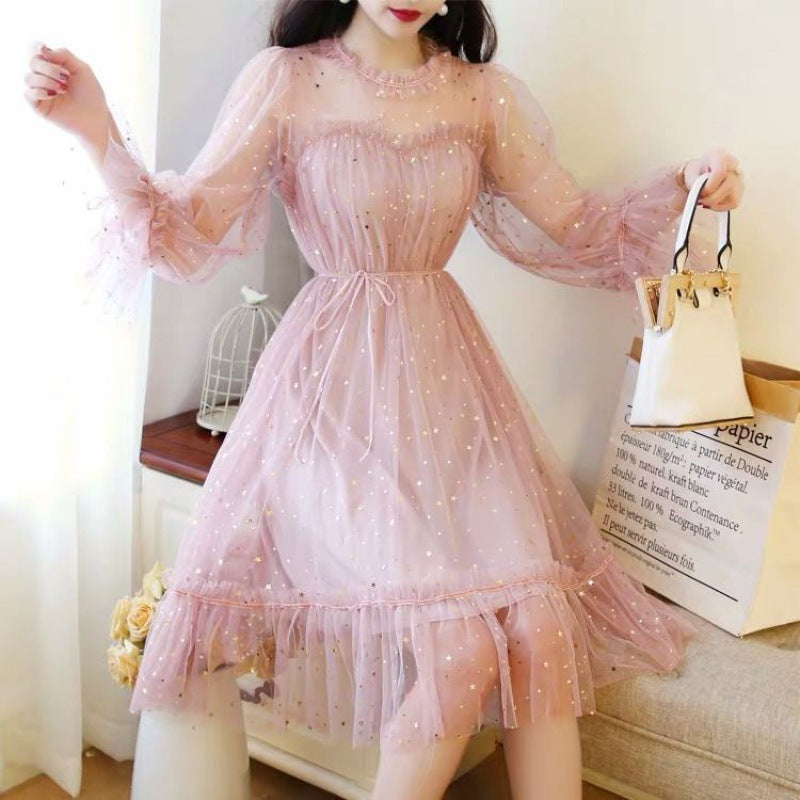 Womens Spring And Summer Net Yarn Skirt Fairy Dress