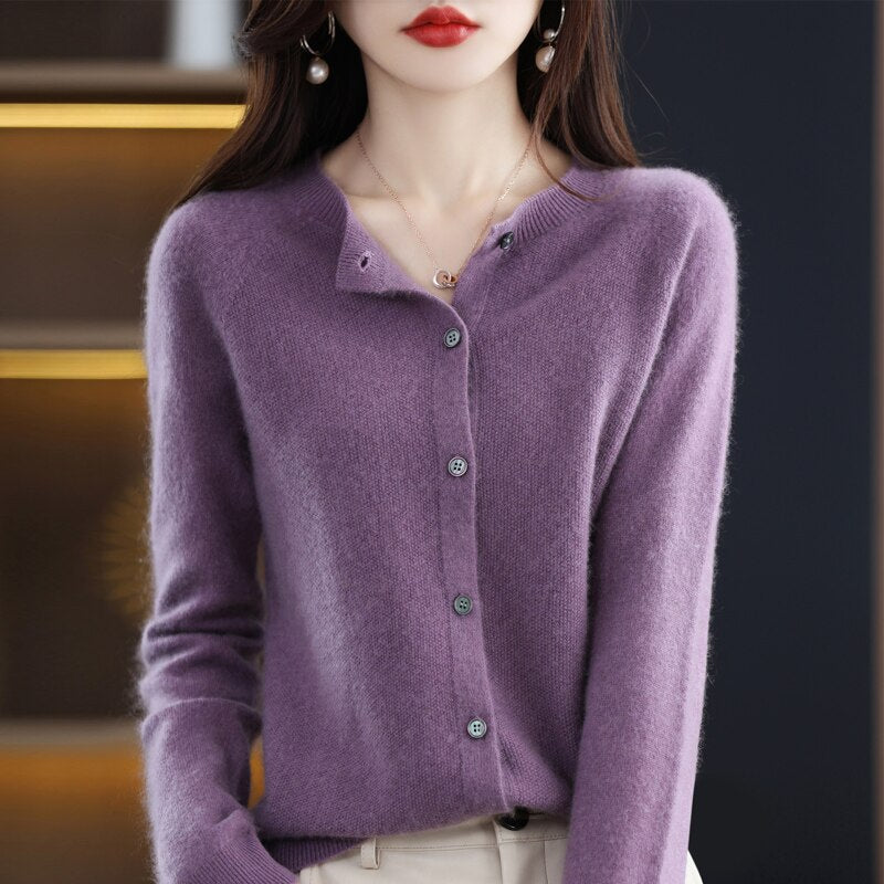 Cardigans Knitwears Sweaters For Women Clothing 100% Merino Wool Spring Knitted Cashmere Coat Autumn Fashion Jackets Luxury Tops