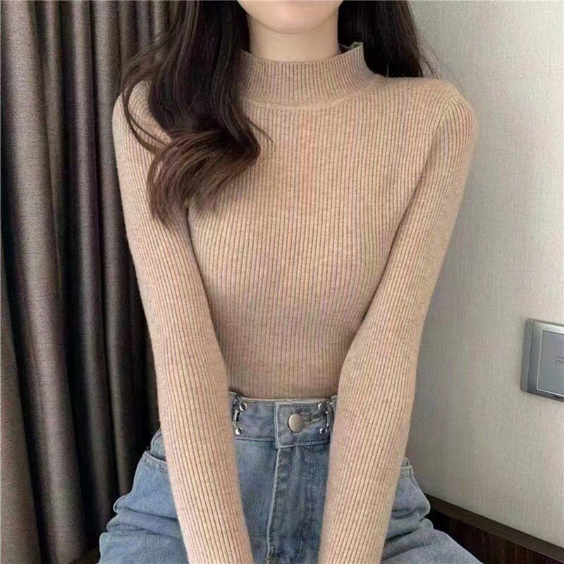 New Winter Sweater Womens Long Sleeve Top Autumn Pullover Fashion Woman Jumpers Korean Style Comfortable Turtleneck Knitwear