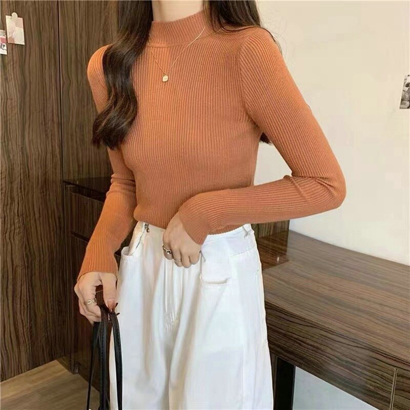 New Winter Sweater Womens Long Sleeve Top Autumn Pullover Fashion Woman Jumpers Korean Style Comfortable Turtleneck Knitwear