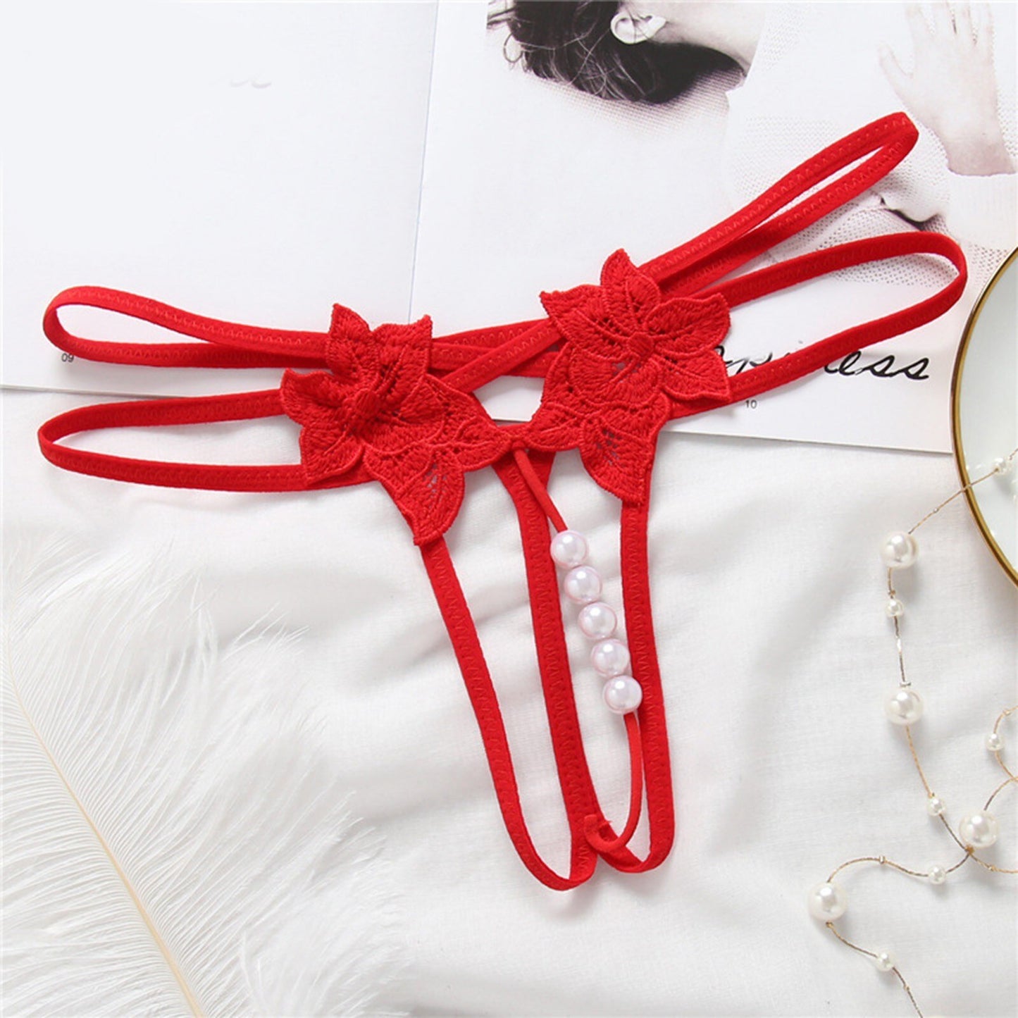 Ani Kang |panties For Women Plus Size Floral Lace Thong Panties Low Waist No Show Bow T Back Ladies Underwear Womens Cotton Briefs