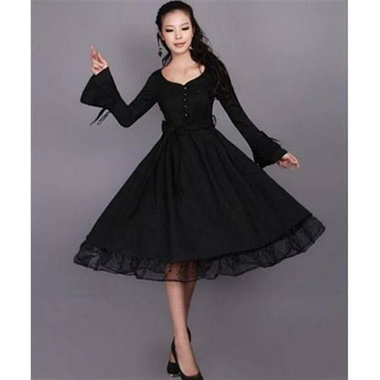 2024 Spring And Autumn Dress Flared Long Sleeve Slim Fit Large Swing Elegant Slimming Dress Dress For Women