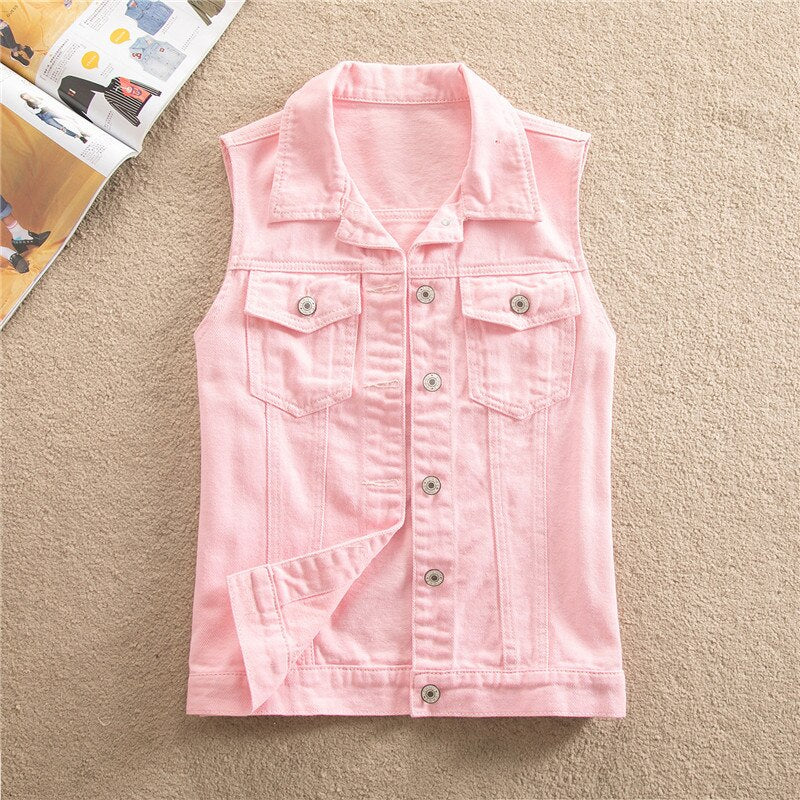 Women Vest Spring Summer Sleeveless Big Size Womens Jeans Denim Vest Tops For Woman Clothing Female Jacket Coat Denim Jacket