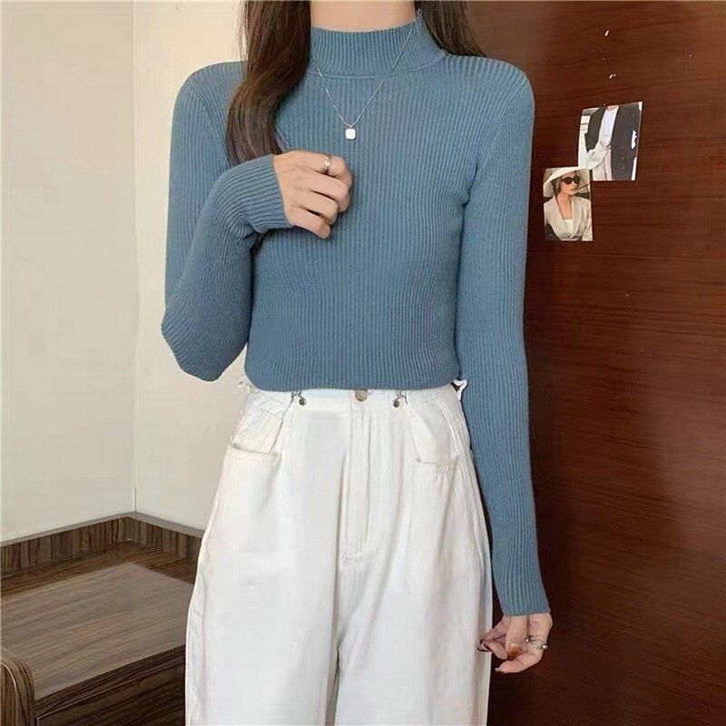 New Winter Sweater Womens Long Sleeve Top Autumn Pullover Fashion Woman Jumpers Korean Style Comfortable Turtleneck Knitwear