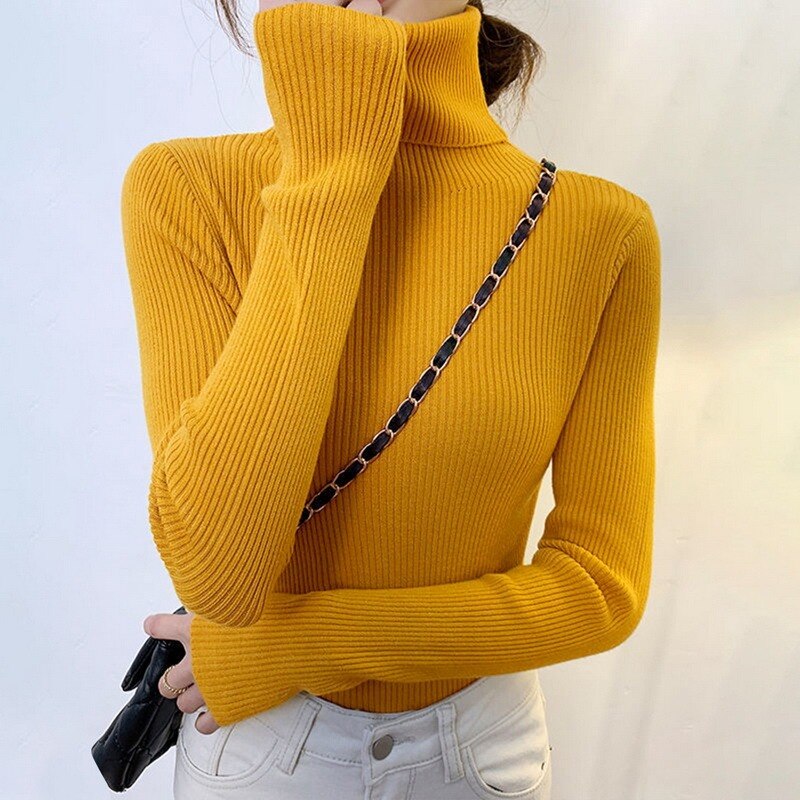 New Winter Sweater Womens Long Sleeve Top Autumn Pullover Fashion Woman Jumpers Korean Style Comfortable Turtleneck Knitwear