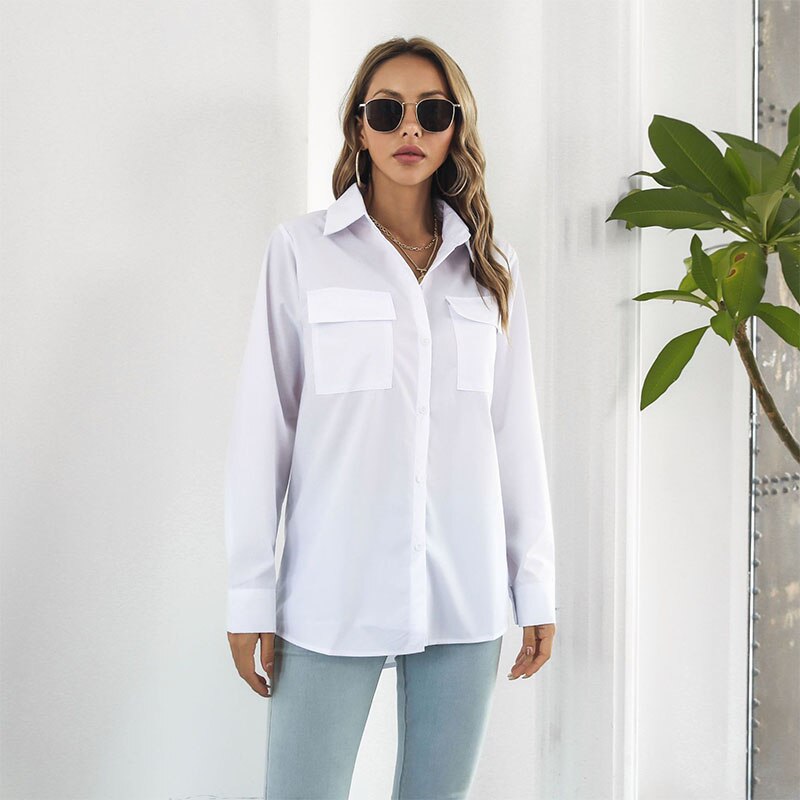 Solid Color Office Lady Loose Shirts For Women 2024 Summer Womens Oversized Shirts And Blouses Fashion Elegant Youth Female Top