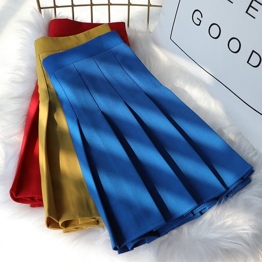 Ani Kang |black Pleated Skirts High Waist A-line Woman Clothing Korean Autumn School Uniform Harajuku Short Blue Skirt For Girls Dance