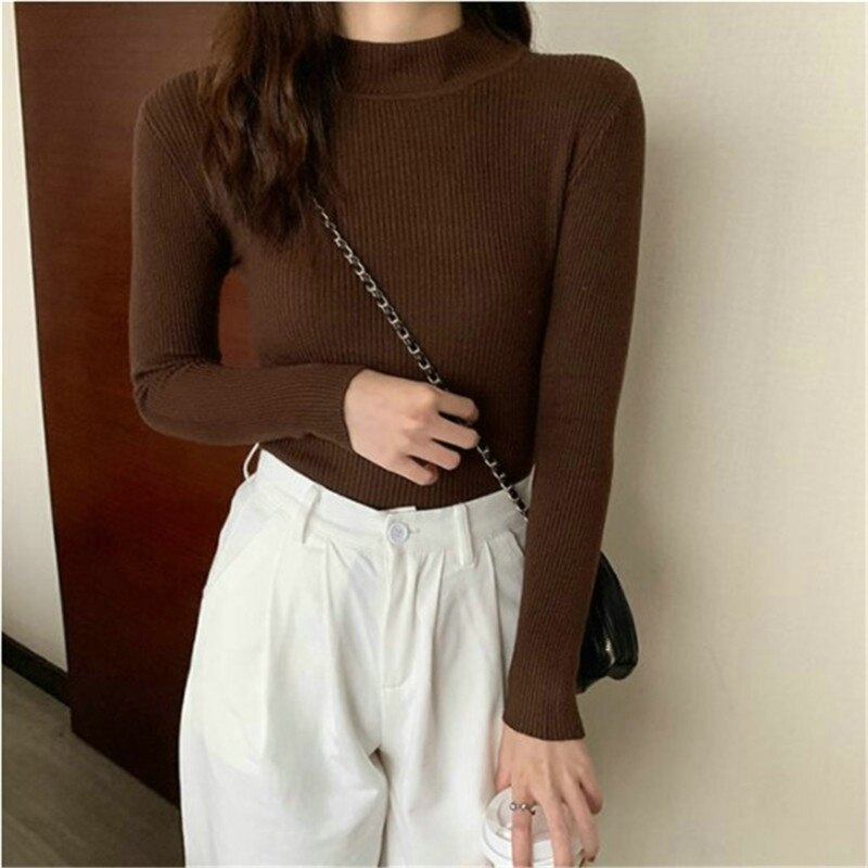 New Winter Sweater Womens Long Sleeve Top Autumn Pullover Fashion Woman Jumpers Korean Style Comfortable Turtleneck Knitwear