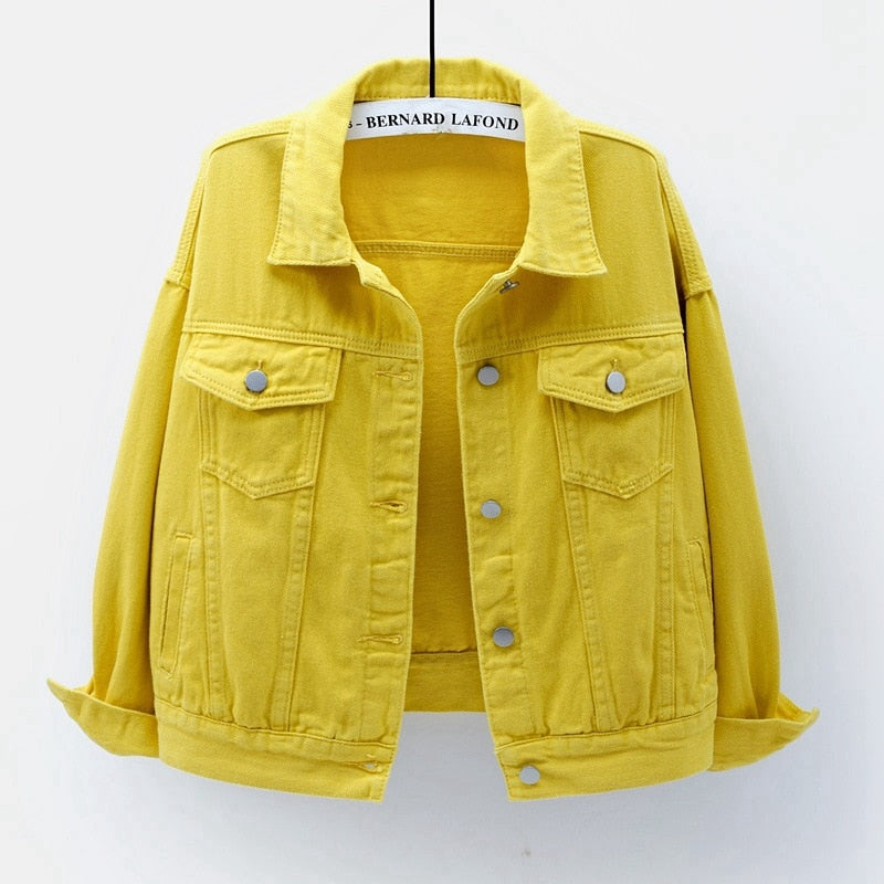 Ani Kang |fashion Short Womens Denim Jacket Spring And Autumn Womens Casual Jacket Purple White Pink Yellow Red Black Denim Jacket Women