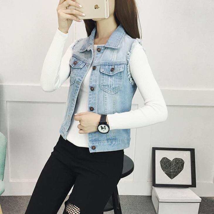 Women Vest Spring Summer Sleeveless Big Size Womens Jeans Denim Vest Tops For Woman Clothing Female Jacket Coat Denim Jacket