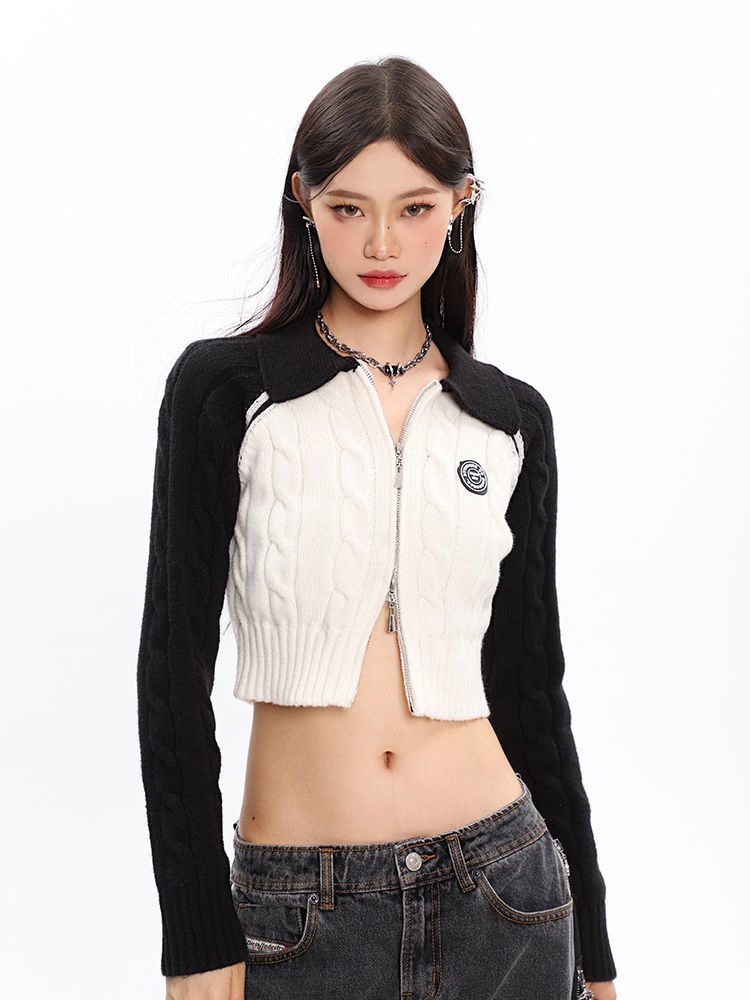 Korean Fashion Y2k Tops Cropped Cardigan 2024 Women Streetwear Sueter Pull Femme Grunge Knitted Slim Fashion Sweater Jacket Cute